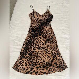 Forever 21 Cheetah Print Slip Midi Dress Size M